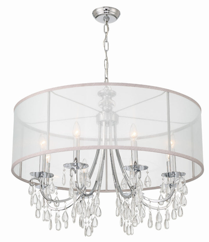 Hampton 8 Light Drum Shade Polished Chrome Chandelier Crystorama