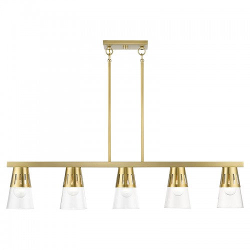 5 Light Natural Brass Large Linear Chandelier Livex