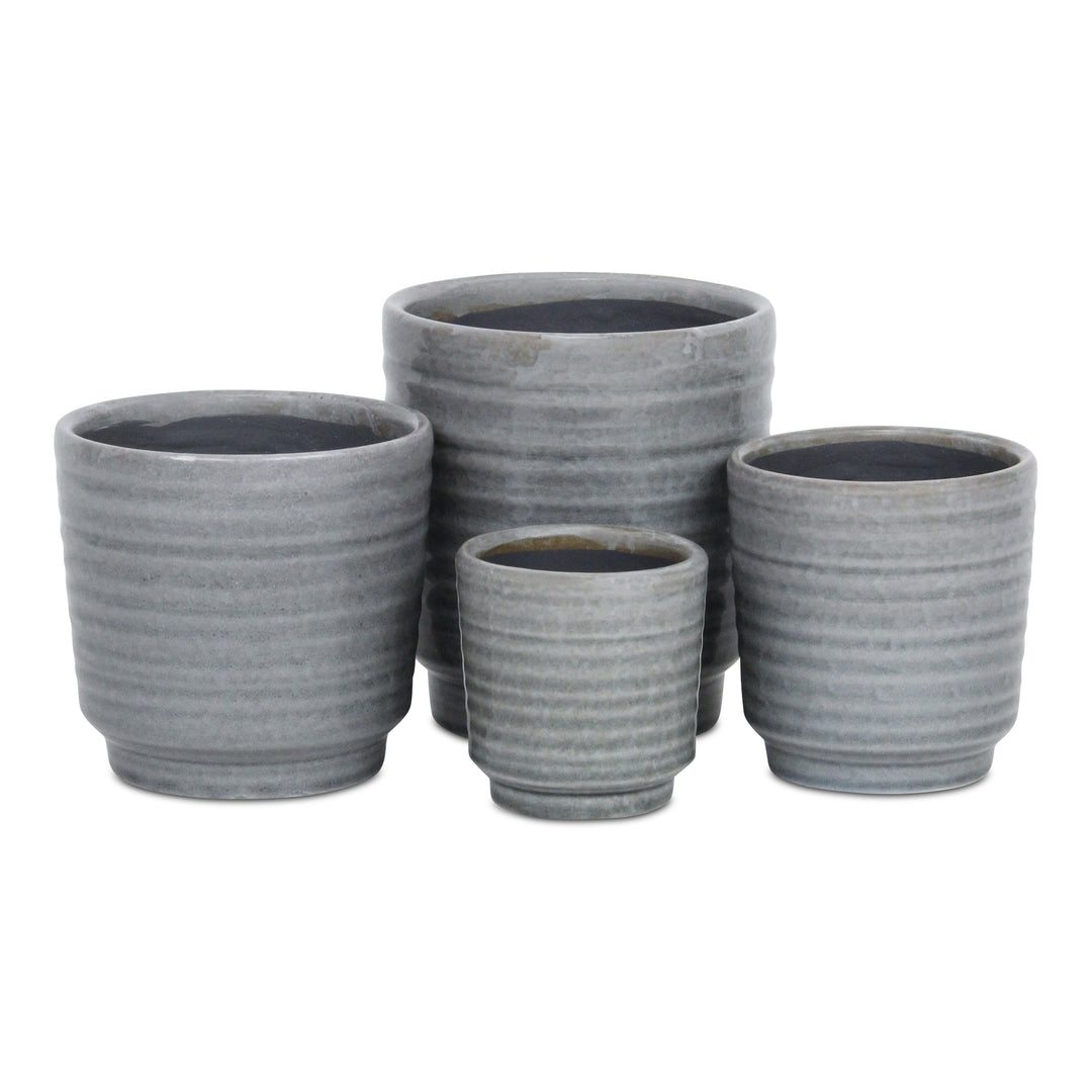 CHEUNGS Celadi Gray Rippled Ceramic Pot - Large