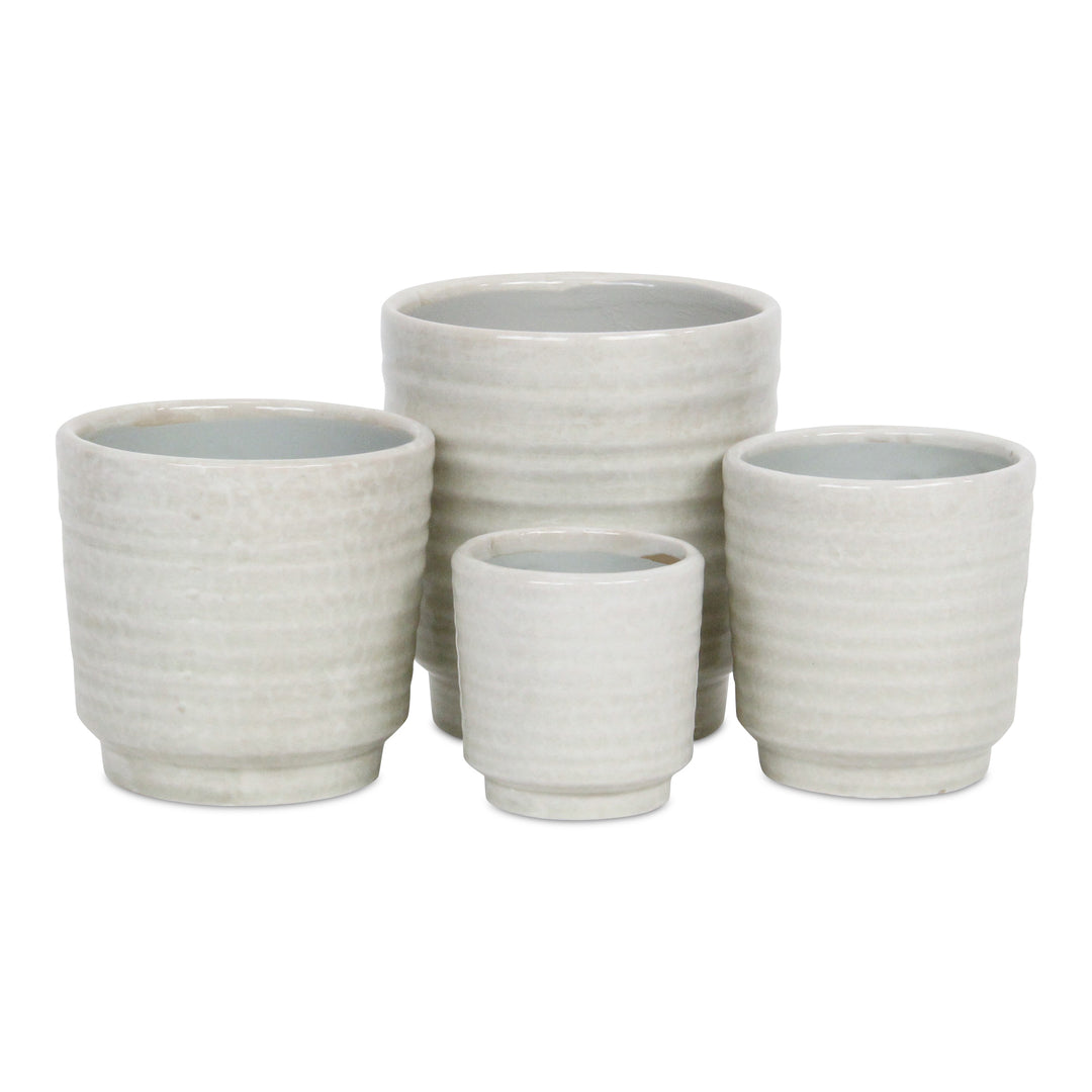 CHEUNGS Celadi White Rippled Ceramic Pot - Small