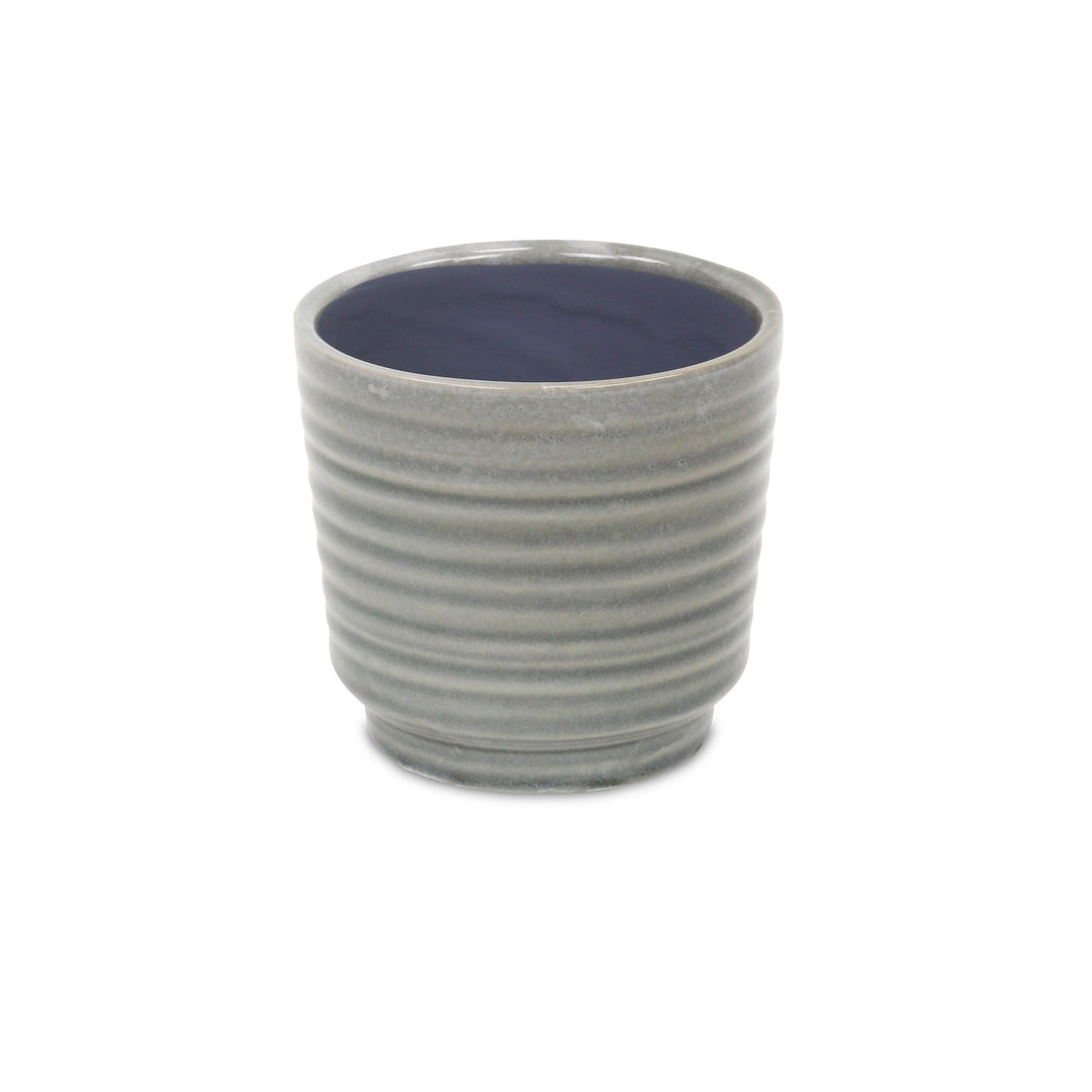 CHEUNGS Celadi Gray Rippled Ceramic Pot - Large