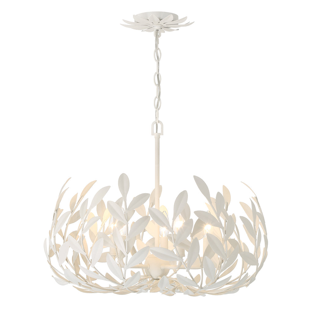 Broche 5 Light Matte White Chandelier Crystorama