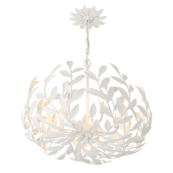 Broche 5 Light Matte White Chandelier Crystorama