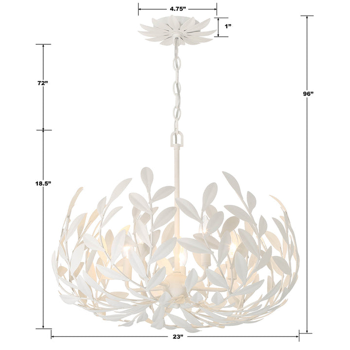 Broche 5 Light Matte White Chandelier Crystorama