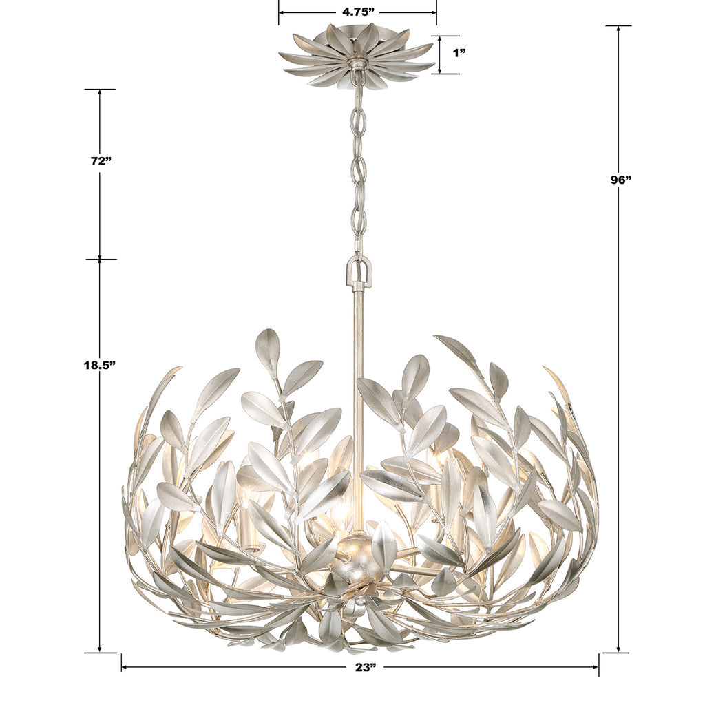 Broche 5 Light Antique Silver Chandelier Crystorama