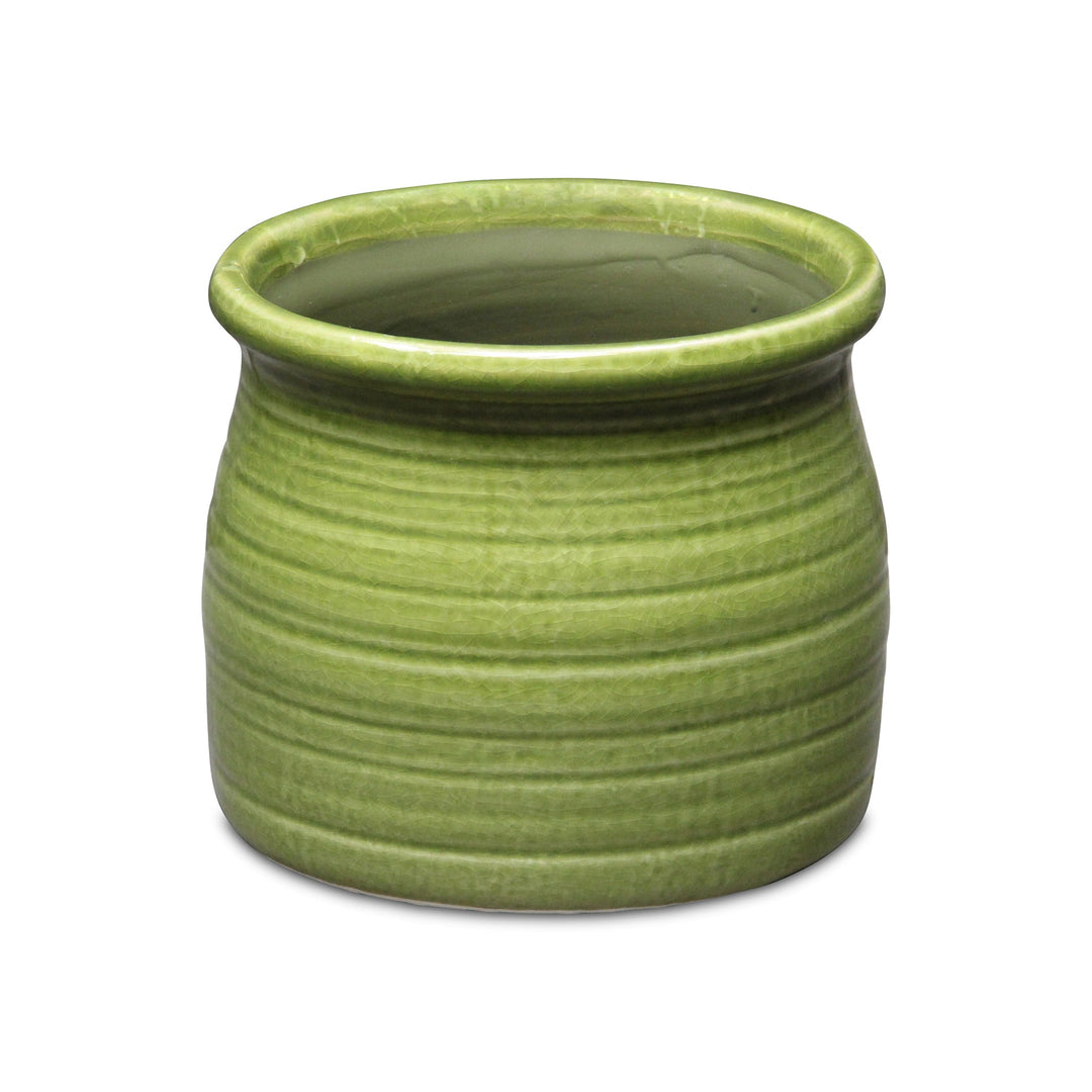 CHEUNGS Kifon Curved Ceramic Ceramic Pot - Large - Olive Green