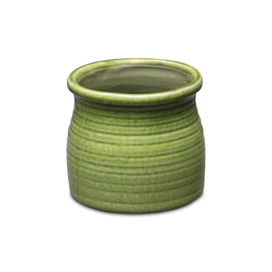 CHEUNGS Kifon Curved Ceramic Ceramic Pot - Medium - Olive Green