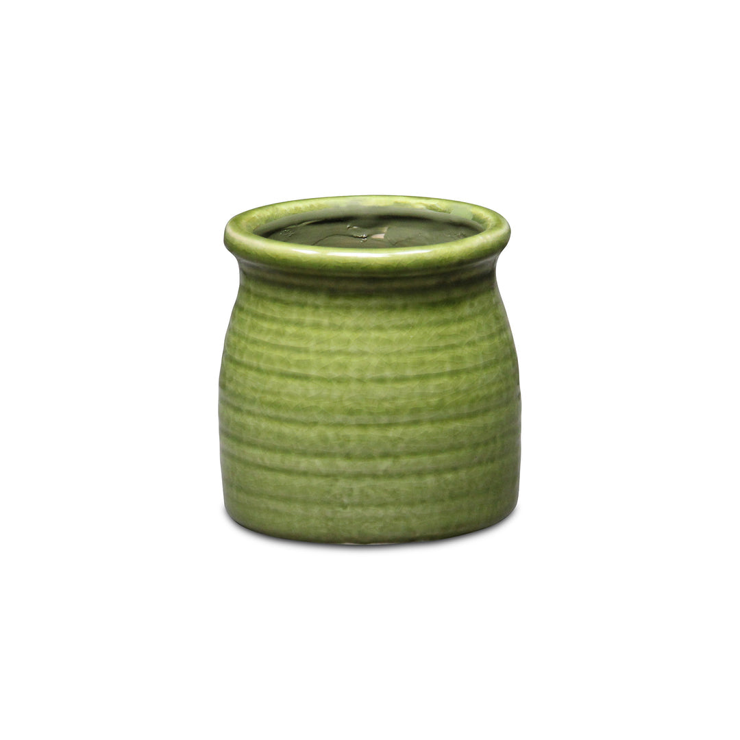 CHEUNGS Kifon Curved Ceramic Ceramic Pot - Small - Olive Green