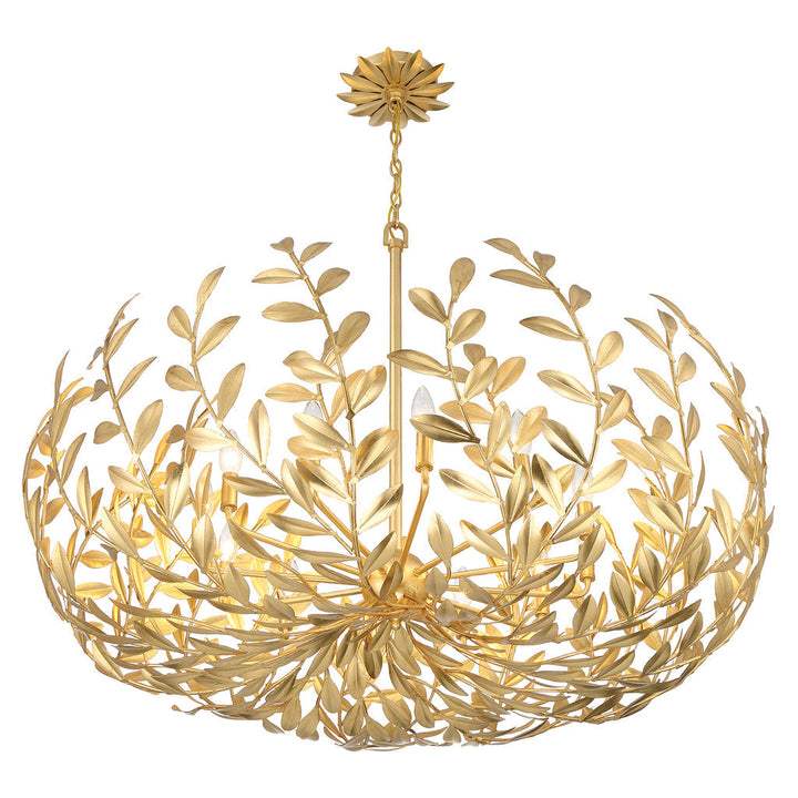 Broche 12 Light Antique Gold Chandelier Crystorama