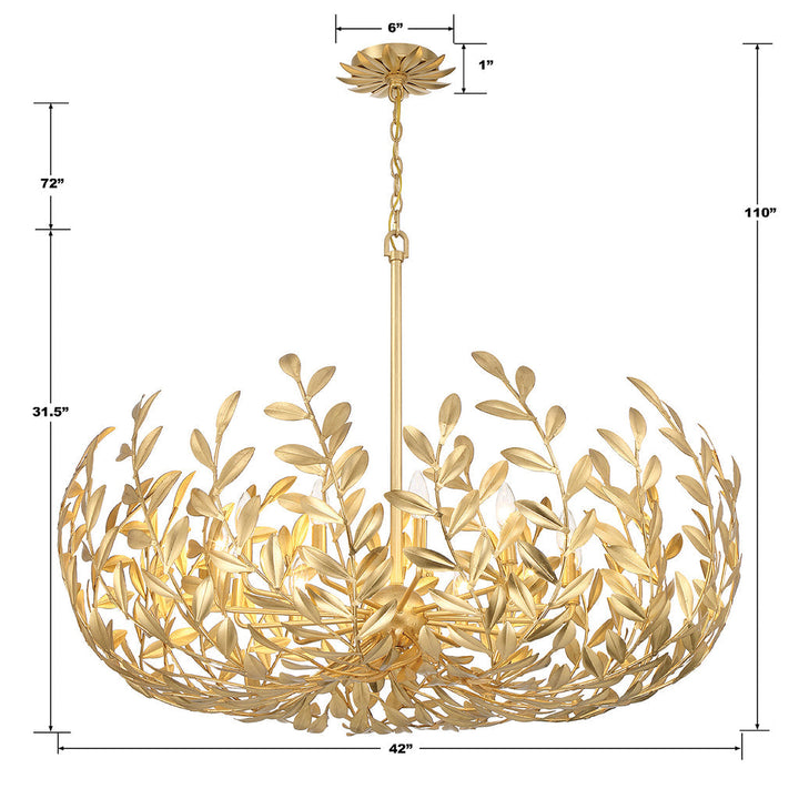 Broche 12 Light Antique Gold Chandelier Crystorama