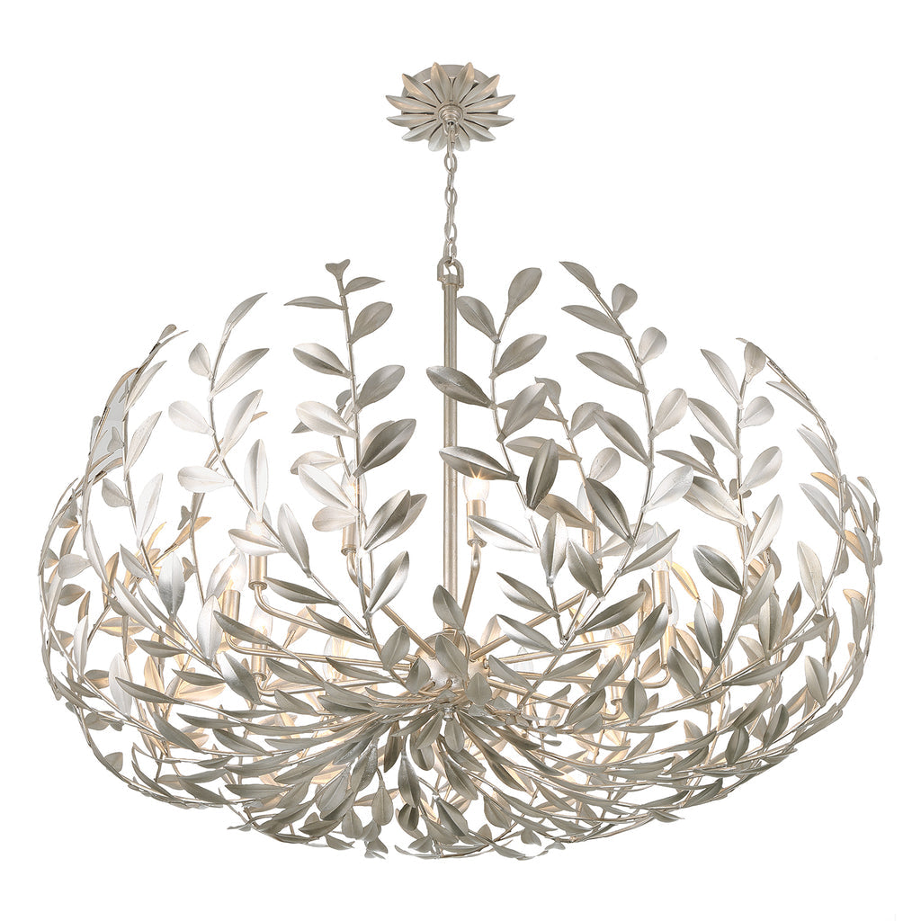 Broche 12 Light Antique Silver Chandelier Crystorama