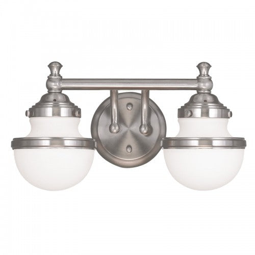 2 Light Brushed Nickel Bath Light Livex