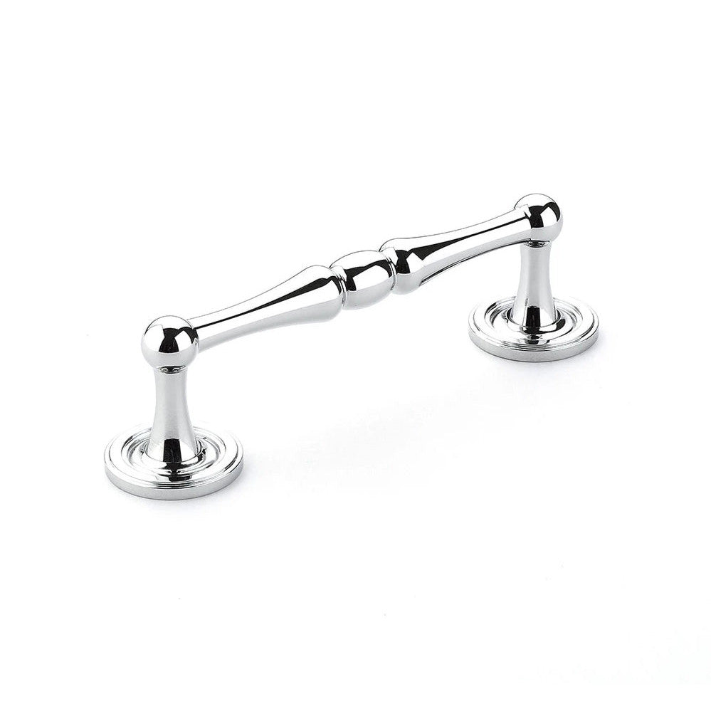 SCHAUB 4 1/2 Inch (4 Inch c-c) Atherton Pull with Plain Footplates (Polished Chrome Finish)