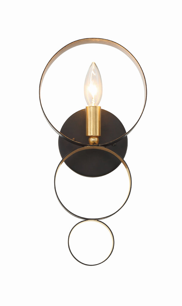 Luna 1 Light English Bronze + Antique Gold Sphere Sconce Crystorama