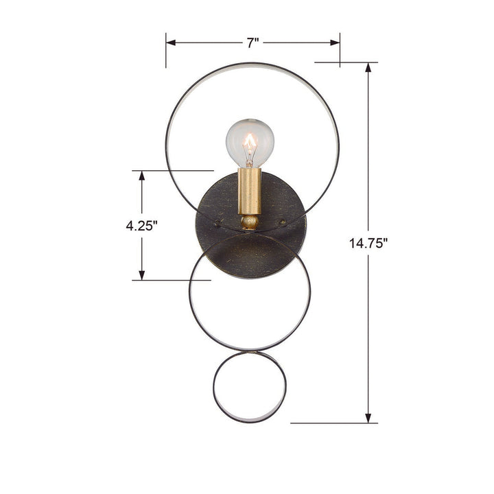 Luna 1 Light English Bronze + Antique Gold Sphere Sconce Crystorama