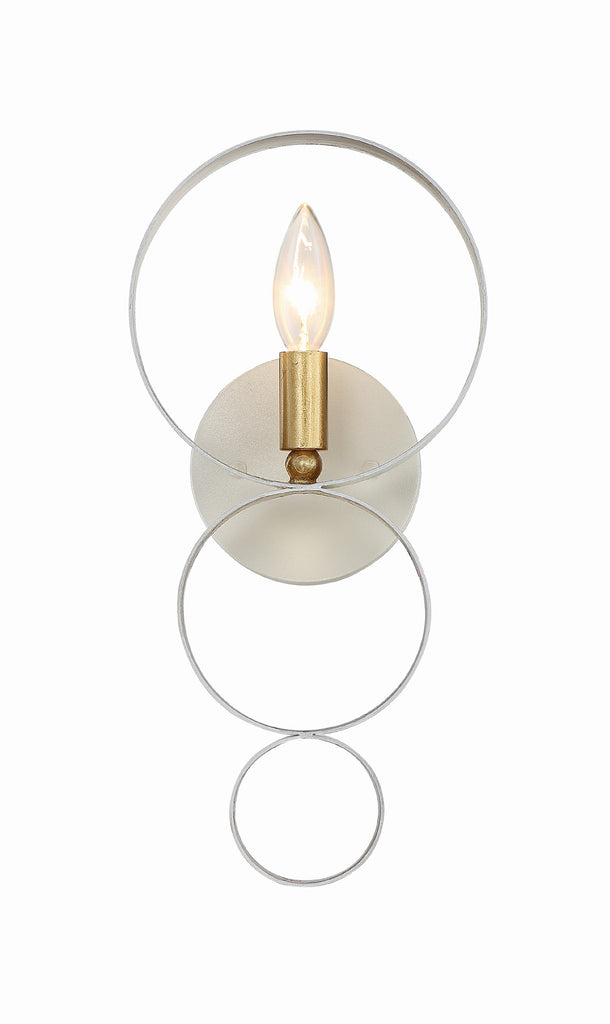 Crystorama Crystorama Luna 1 Light Matte White + Antique Gold Sphere Sconce