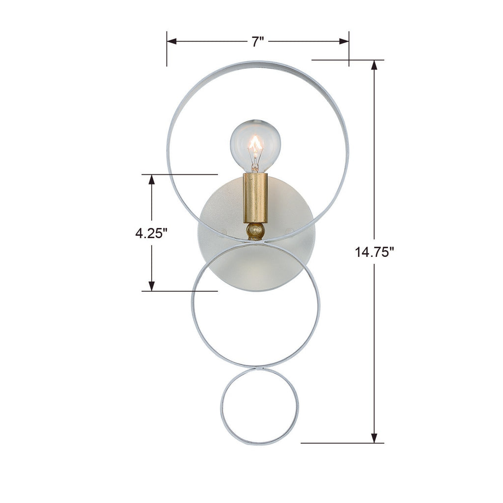 Crystorama Crystorama Luna 1 Light Matte White + Antique Gold Sphere Sconce