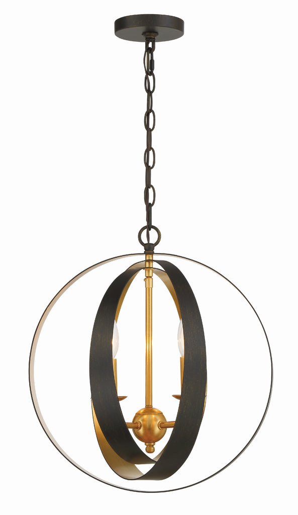 Luna 4 Light English Bronze + Antique Gold Sphere Mini Chandelier Crystorama