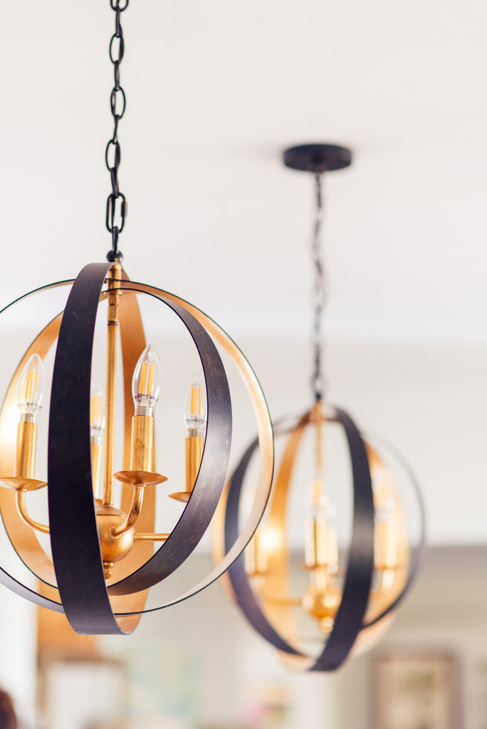 Luna 4 Light English Bronze + Antique Gold Sphere Mini Chandelier Crystorama