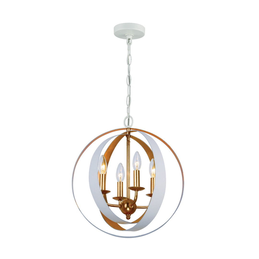 Luna 4 Light Matte White + Antique Gold Sphere Mini Chandelier Crystorama