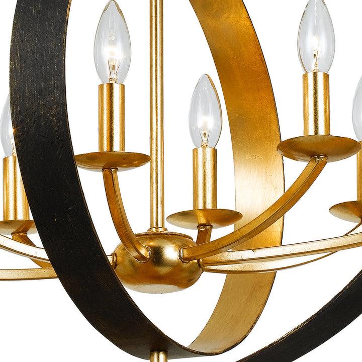 Luna 8 Light English Bronze + Antique Gold Oval Chandelier Crystorama