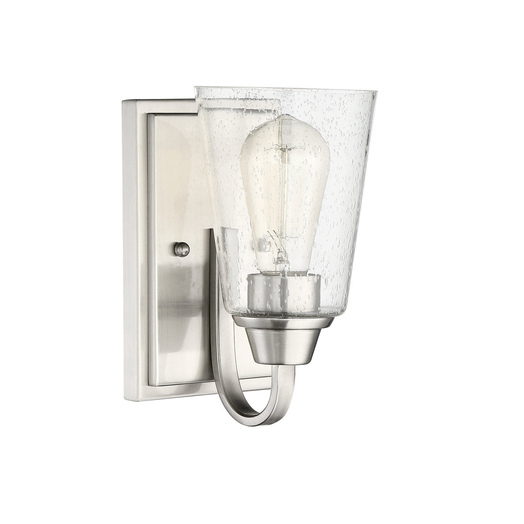 CRAFTMADE Grace 1 Light Wall Sconce in Brushed Polished Nickel (Clear Seeded Glass)