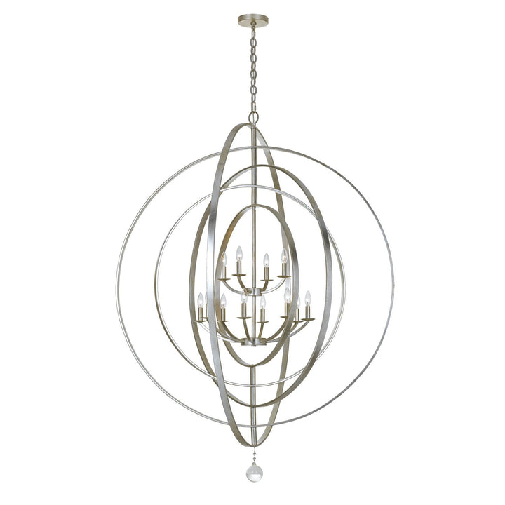 Luna 12 Light Antique Silver Sphere Chandelier Crystorama