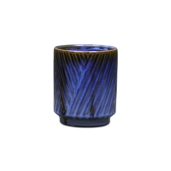 CHEUNGS Parlora Crossed Diagonal Pattern Straight Side Ceramic Pot - Small - Blue