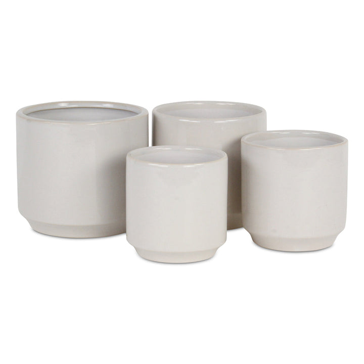 CHEUNGS Elegora Straight Side Solid Color Ceramic Pot - Large - Off White