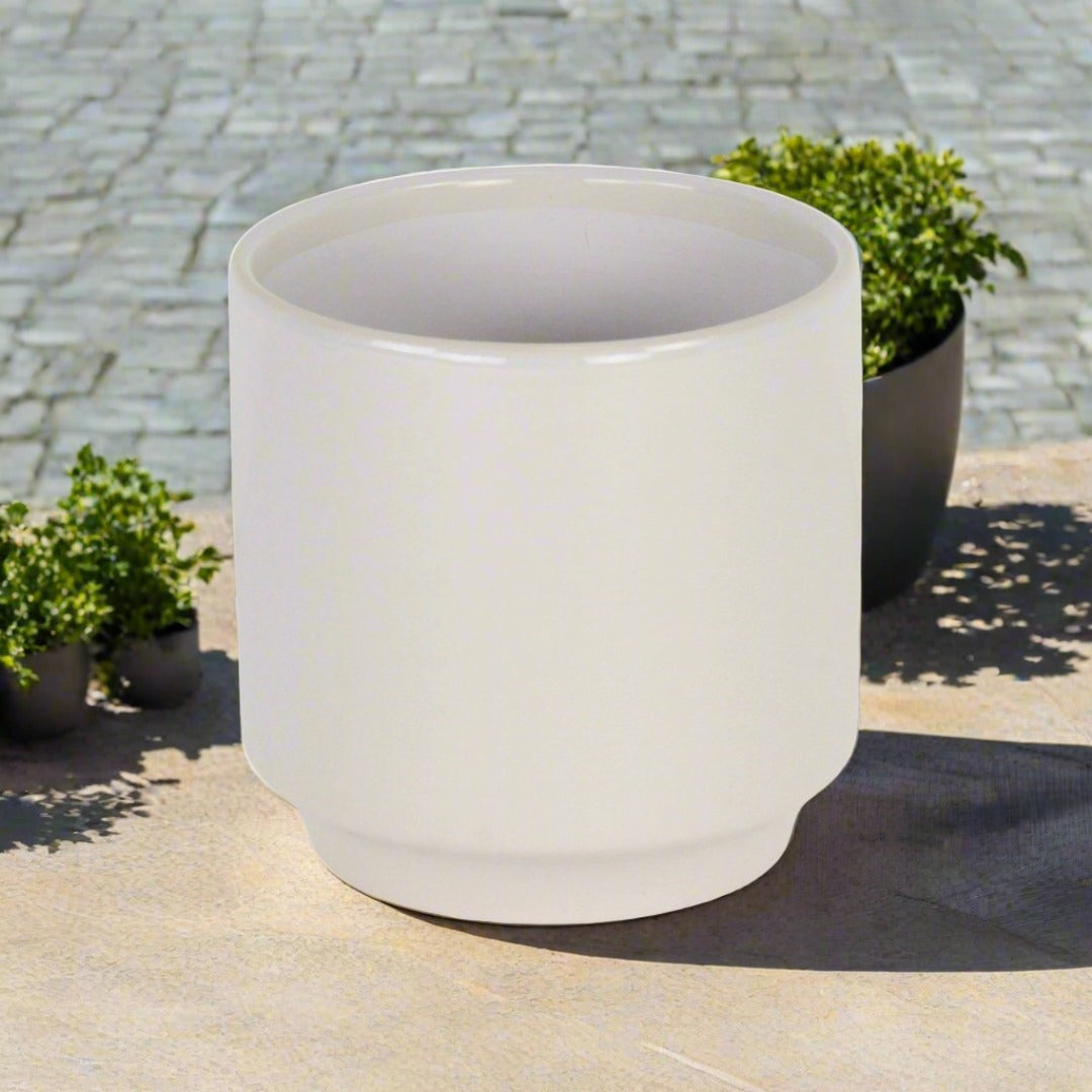 CHEUNGS Elegora Straight Side Solid Color Ceramic Pot - Large - Off White