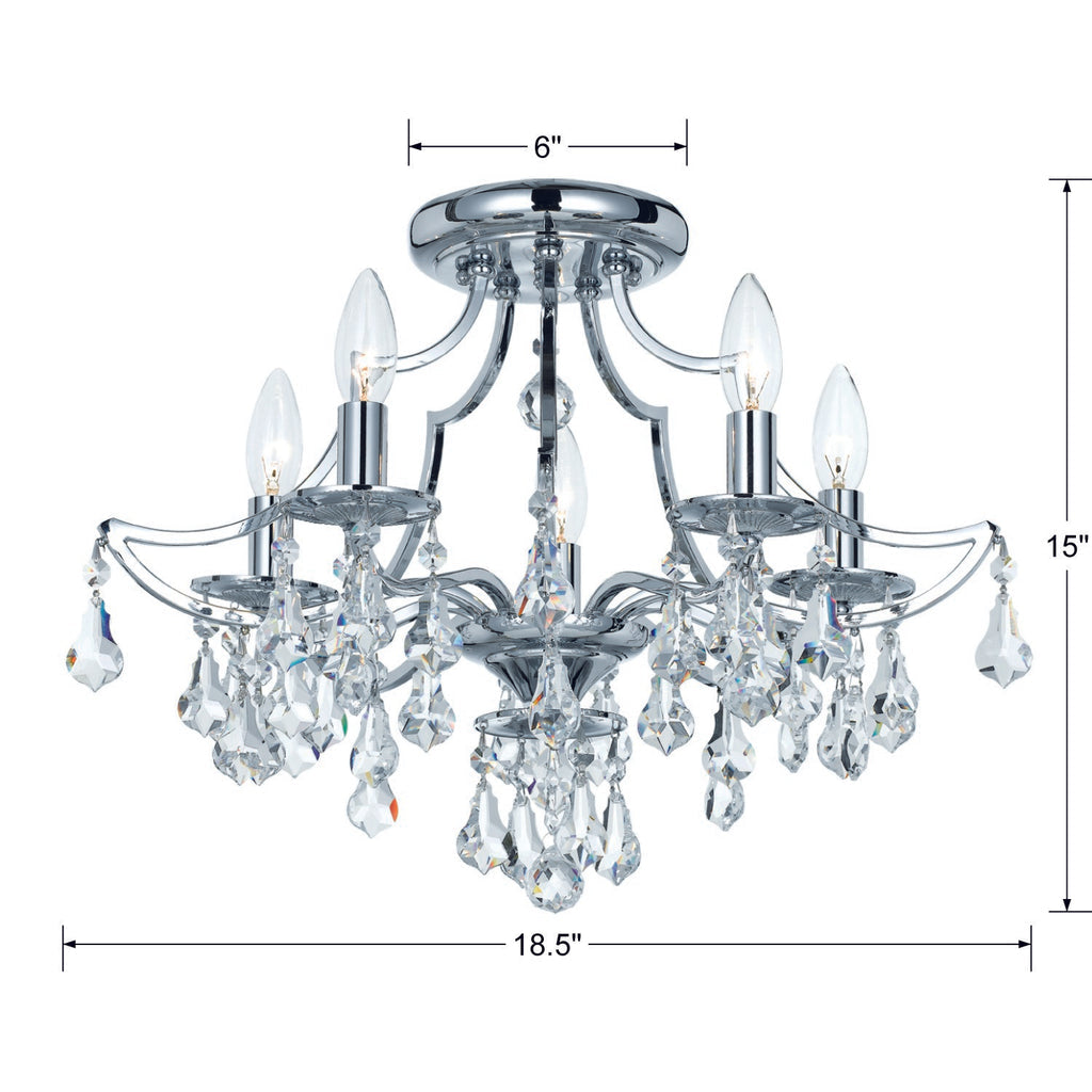 Crystorama Crystorama Cedar 5 Light Polished Chrome Semi Flush Mount