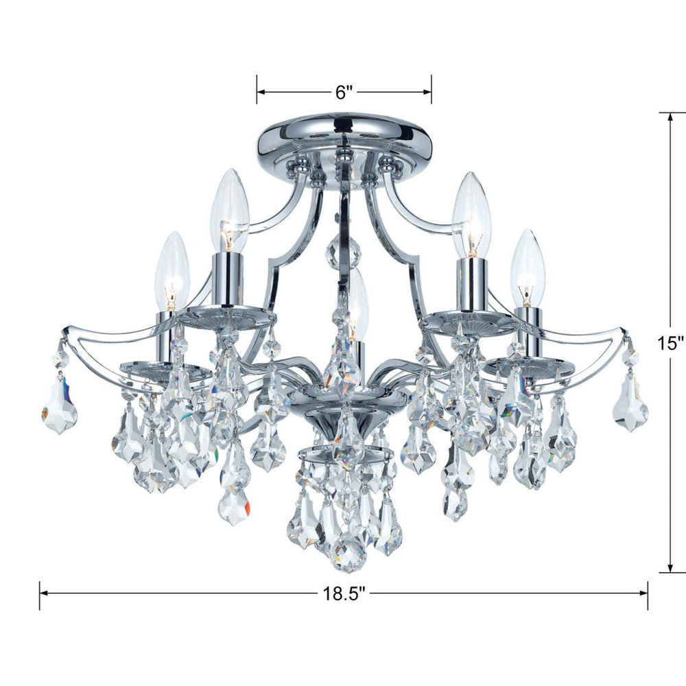 Crystorama Crystorama Cedar 5 Light Swarovski Strass Crystal Polished Chrome Semi Flush Mount