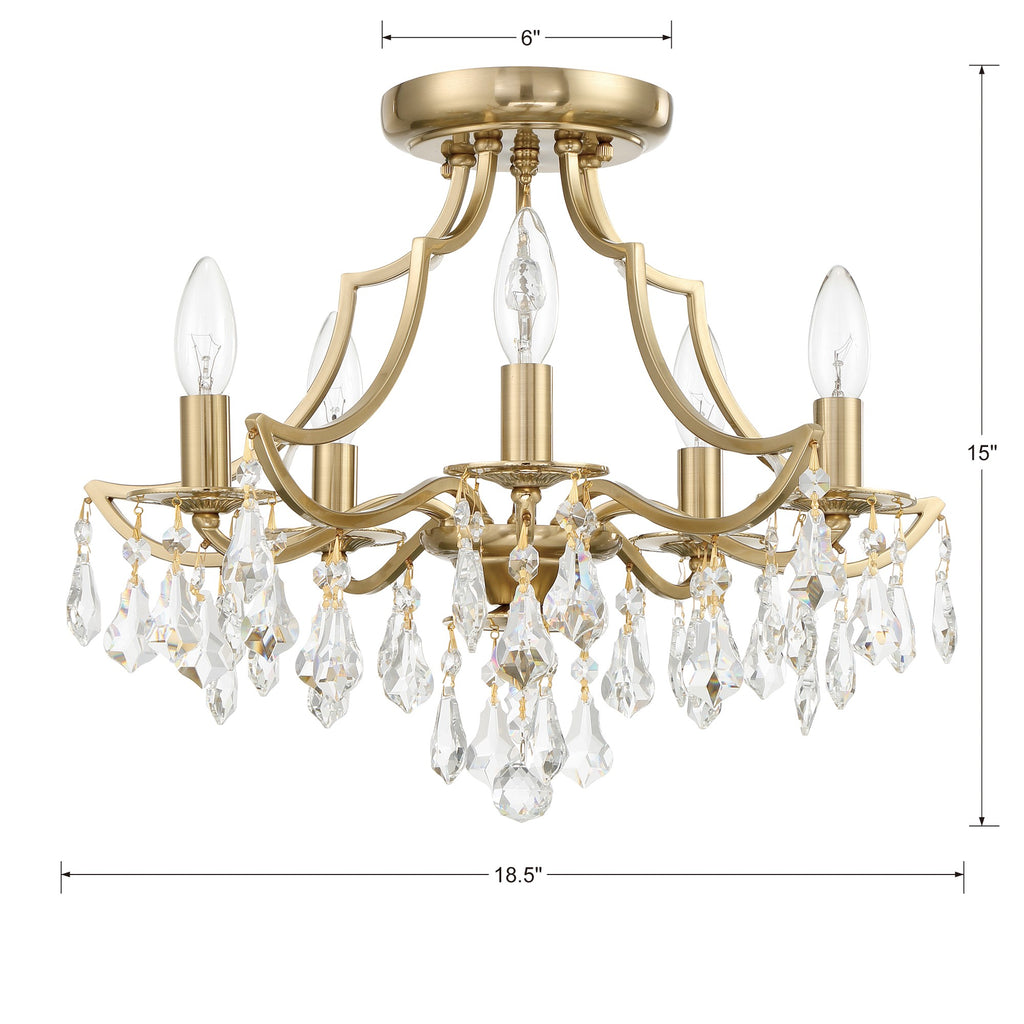 Crystorama Crystorama Cedar 5 Light Vibrant Gold Semi Flush Mount