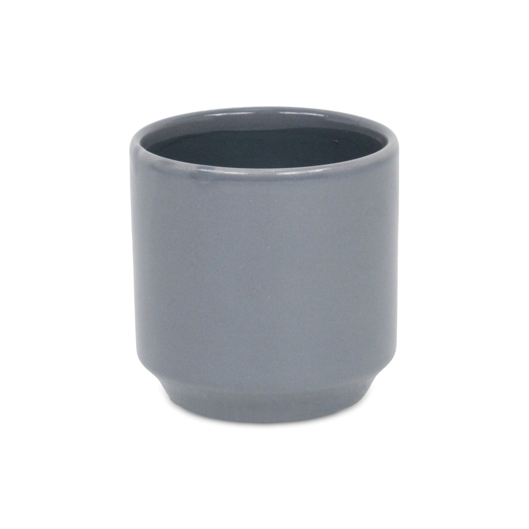 Elegora Straight Side Solid Color Ceramic Pot - Medium - Gray CHEUNGS