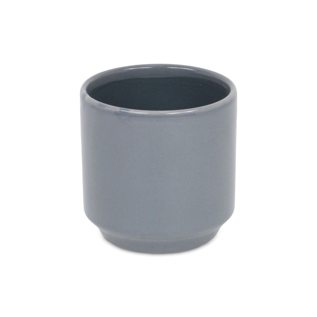 Elegora Straight Side Solid Color Ceramic Pot - Medium - Gray CHEUNGS