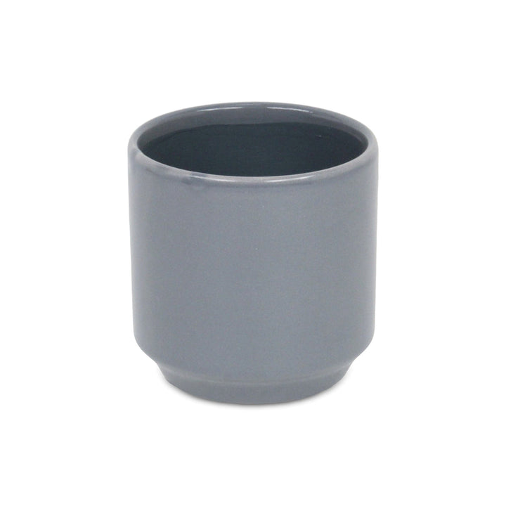 Elegora Straight Side Solid Color Ceramic Pot - Medium - Gray CHEUNGS