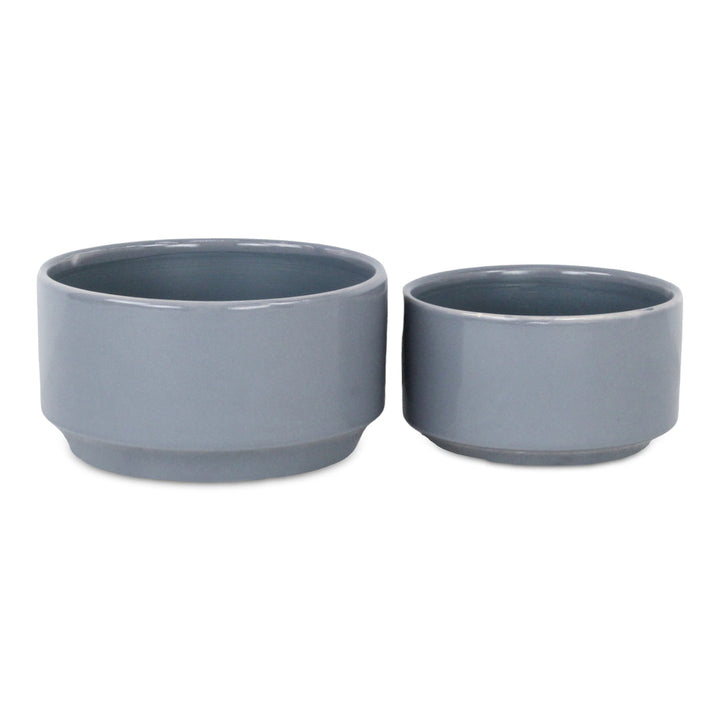 CHEUNGS Elegora Wide Round Straight Side Ceramic Pot - Small - Gray