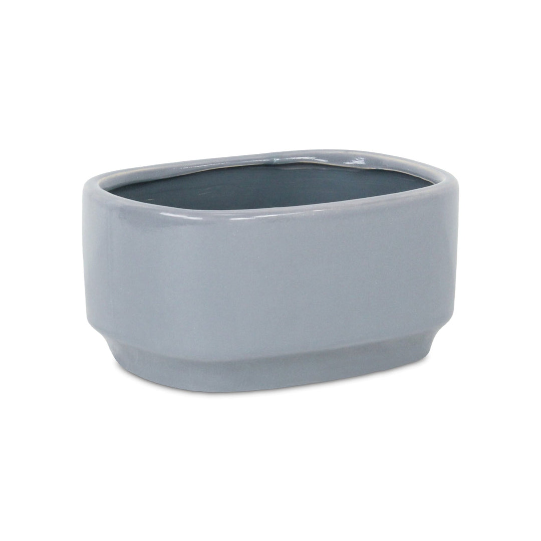 CHEUNGS Elegora Wide Curved Rectangular Straight Side Ceramic Pot - Large - Gray