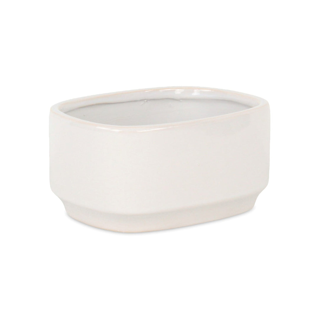 CHEUNGS Elegora Wide Curved Rectangular Straight Side Ceramic Pot - Large - Off White