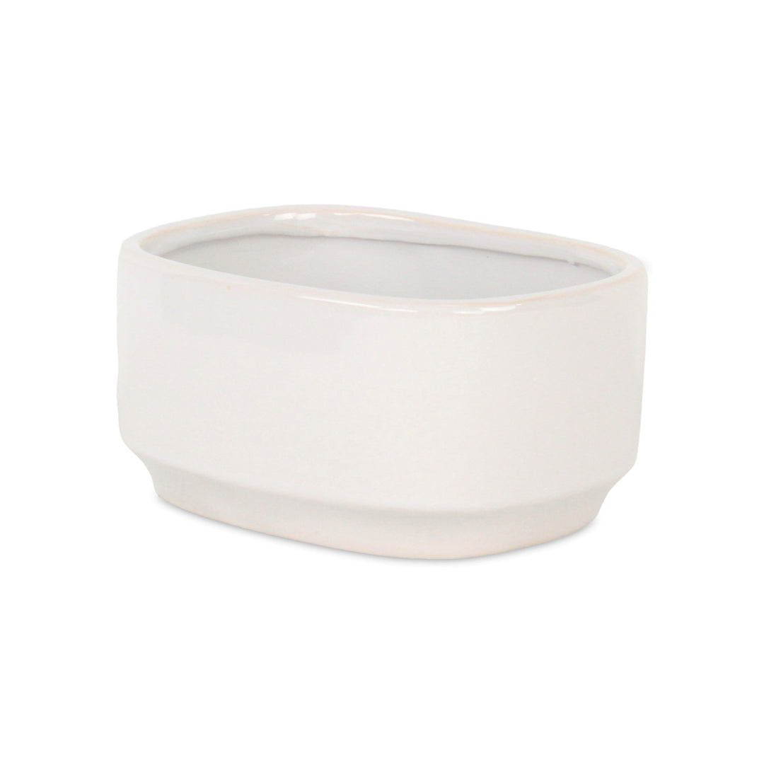 CHEUNGS Elegora Wide Curved Rectangular Straight Side Ceramic Pot - Large - Off White