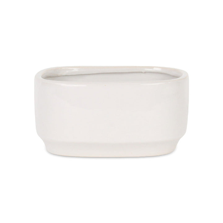 CHEUNGS Elegora Wide Curved Rectangular Straight Side Ceramic Pot - Large - Off White