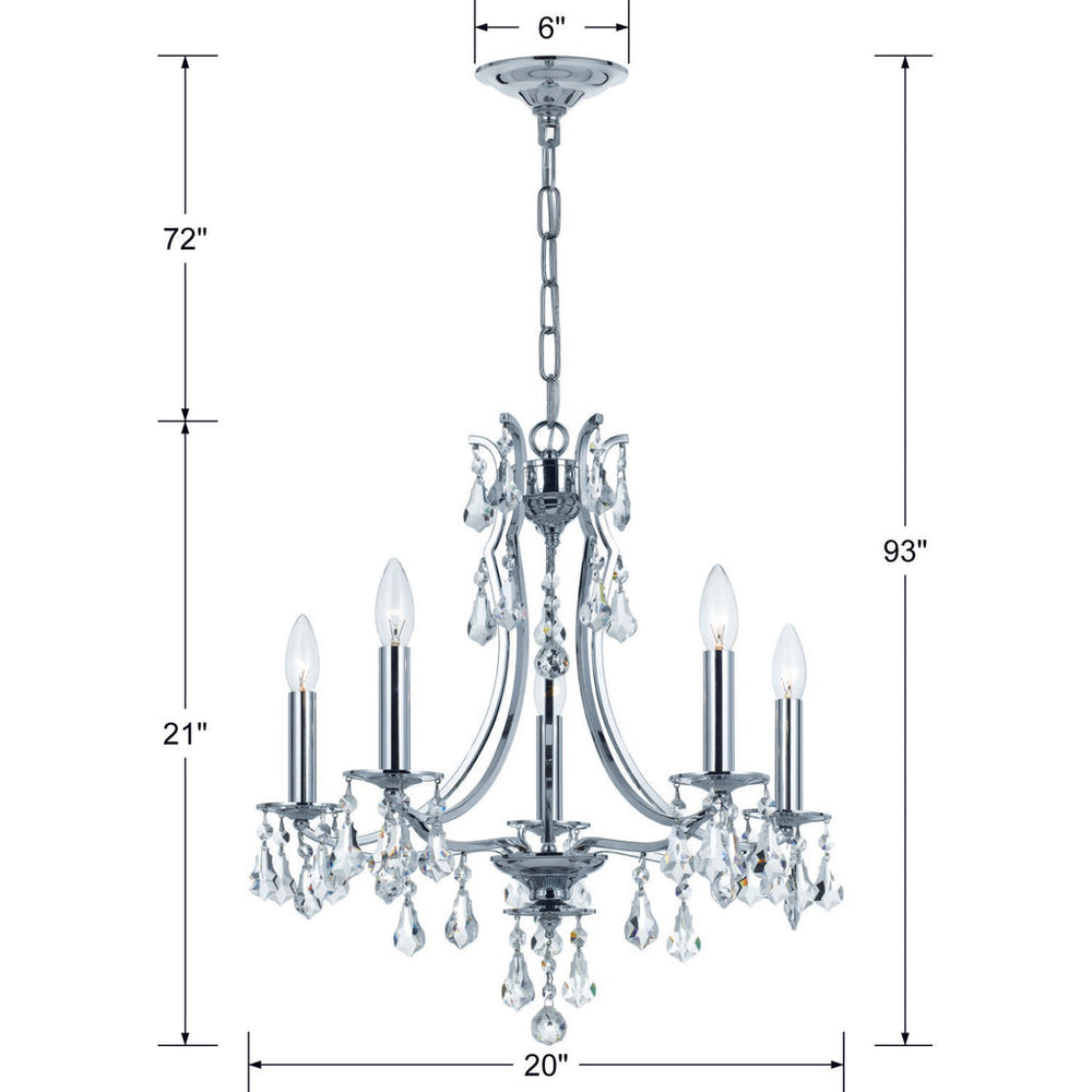 Cedar 5 Light Polished Chrome Chandelier Crystorama