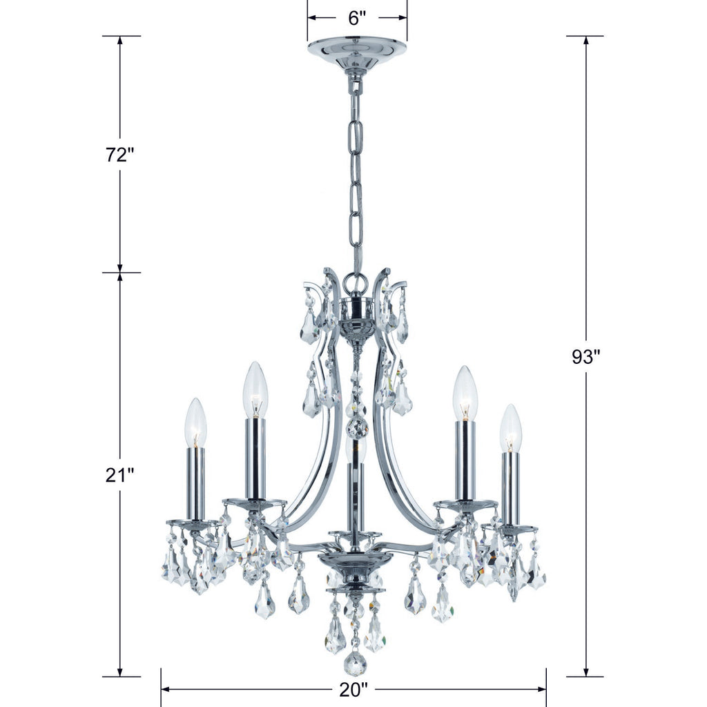 Cedar 5 Light Polished Chrome Chandelier Crystorama