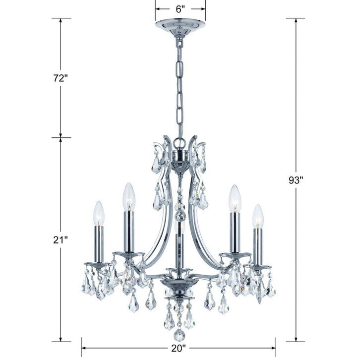 Cedar 5 Light Swarovski Strass Crystal Polished Chrome Chandelier Crystorama