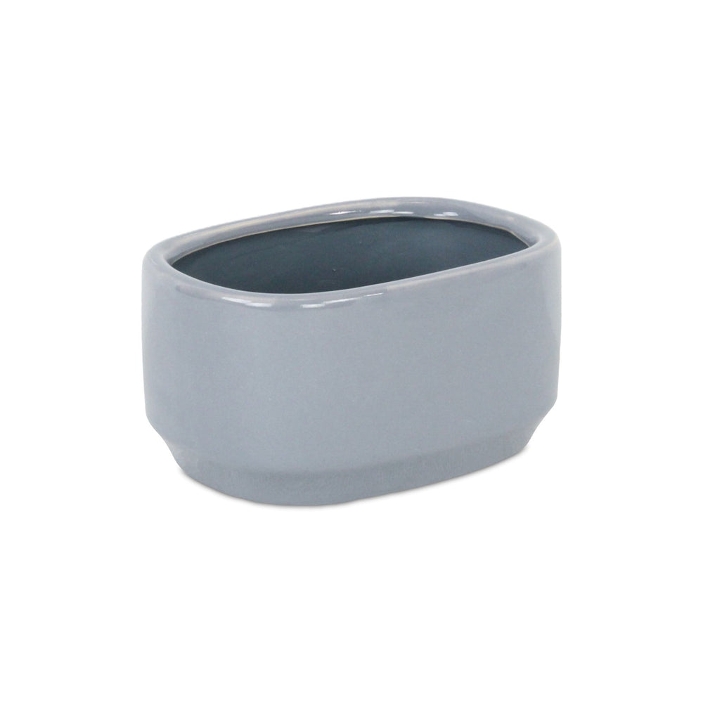 CHEUNGS Elegora Wide Curved Rectangular Straight Side Ceramic Pot - Small - Gray