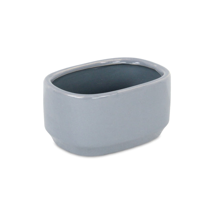 CHEUNGS Elegora Wide Curved Rectangular Straight Side Ceramic Pot - Small - Gray