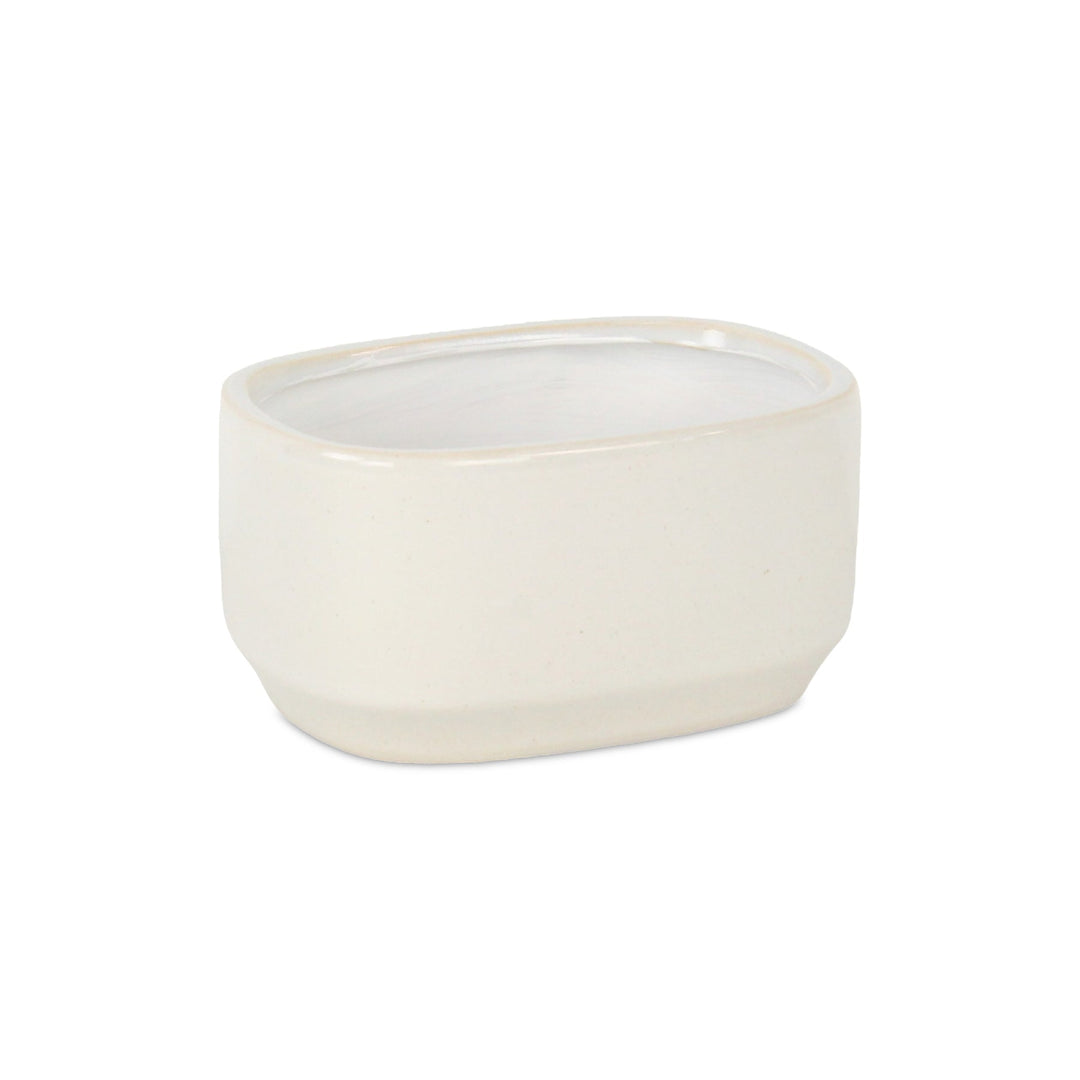 CHEUNGS Elegora Wide Curved Rectangular Straight Side Ceramic Pot - Small - Off White