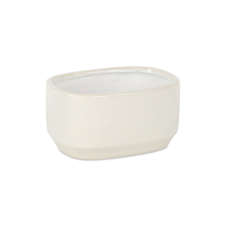 CHEUNGS Elegora Wide Curved Rectangular Straight Side Ceramic Pot - Small - Off White