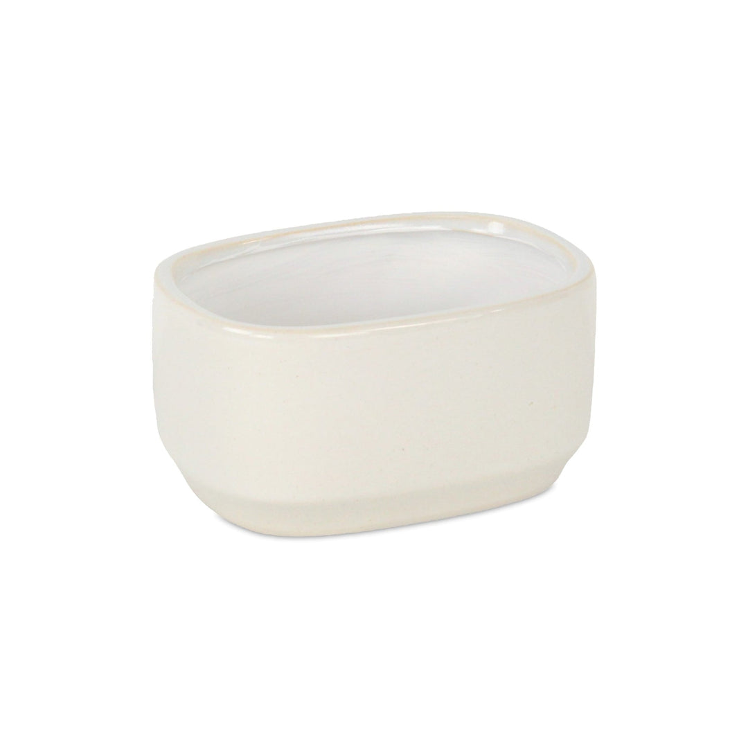 CHEUNGS Elegora Wide Curved Rectangular Straight Side Ceramic Pot - Small - Off White