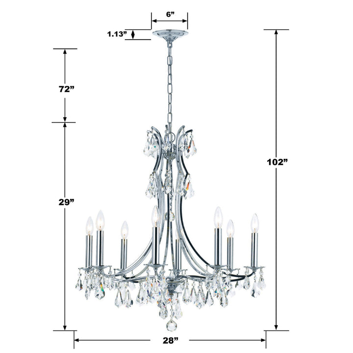 Cedar 8 Light Polished Chrome Chandelier Crystorama